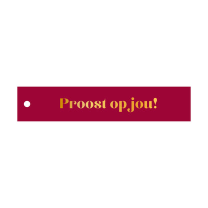 Cadeaulabel  Proost op jou! - rechthoek (met goudfolie)