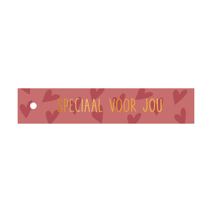 Cadeaulabel Speciaal voor jou - hart - rechthoek (met goudfolie)