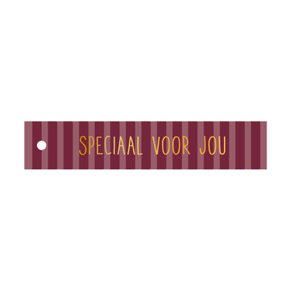 cadeaulabel speciaal voor jou in de kleur paars met streepjes