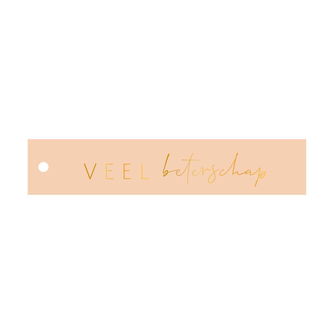 Cadeaulabel  Veel beterschap - rechthoek (met goudfolie)
