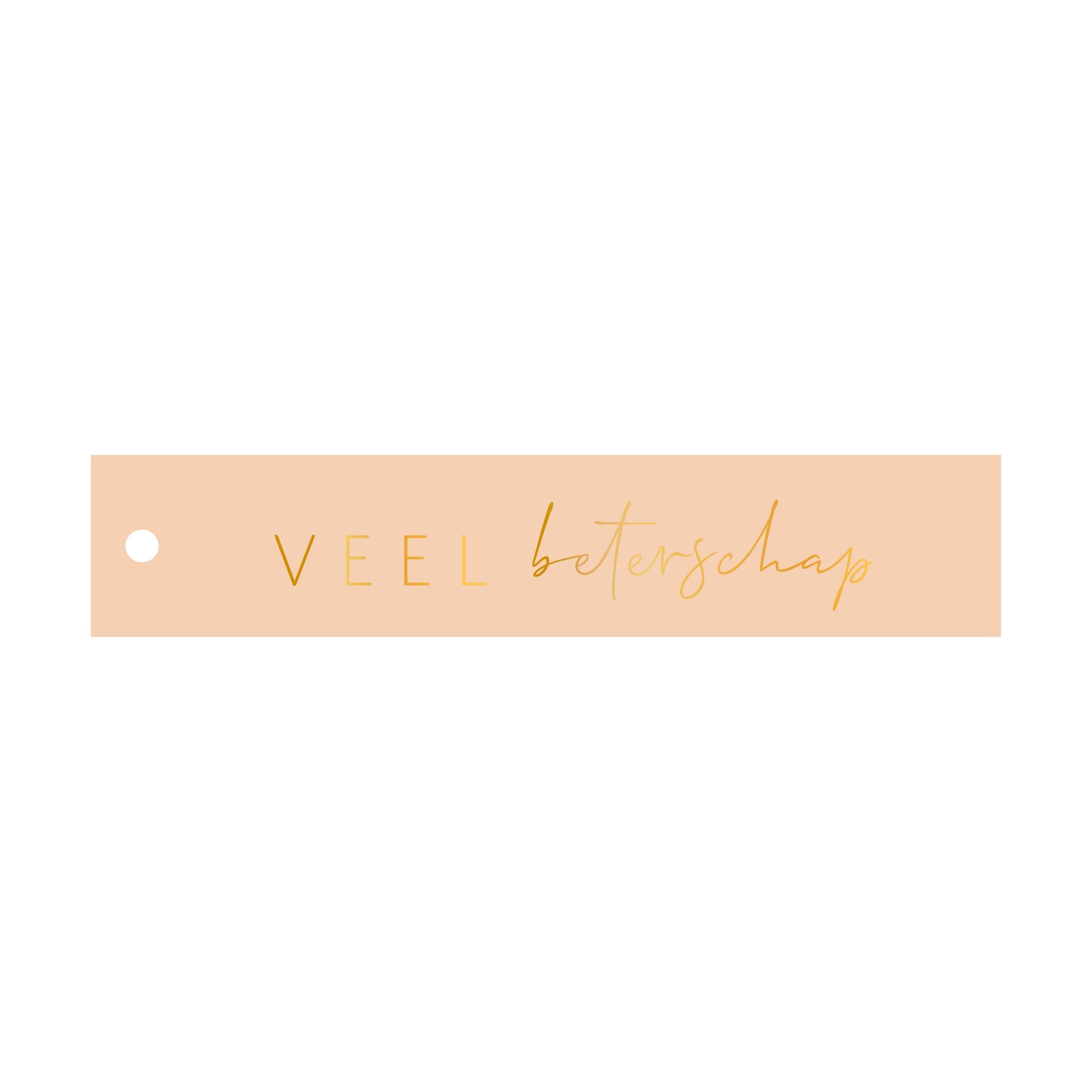 Cadeaulabel  Veel beterschap - rechthoek (met goudfolie)