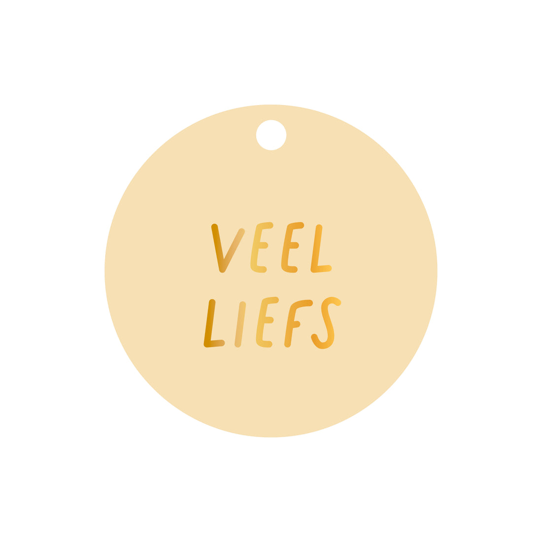 Ronde cadeaulabel in de kleur geel met de tekst &