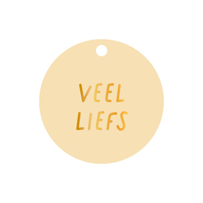 Cadeaulabel Veel liefs (met goudfolie)