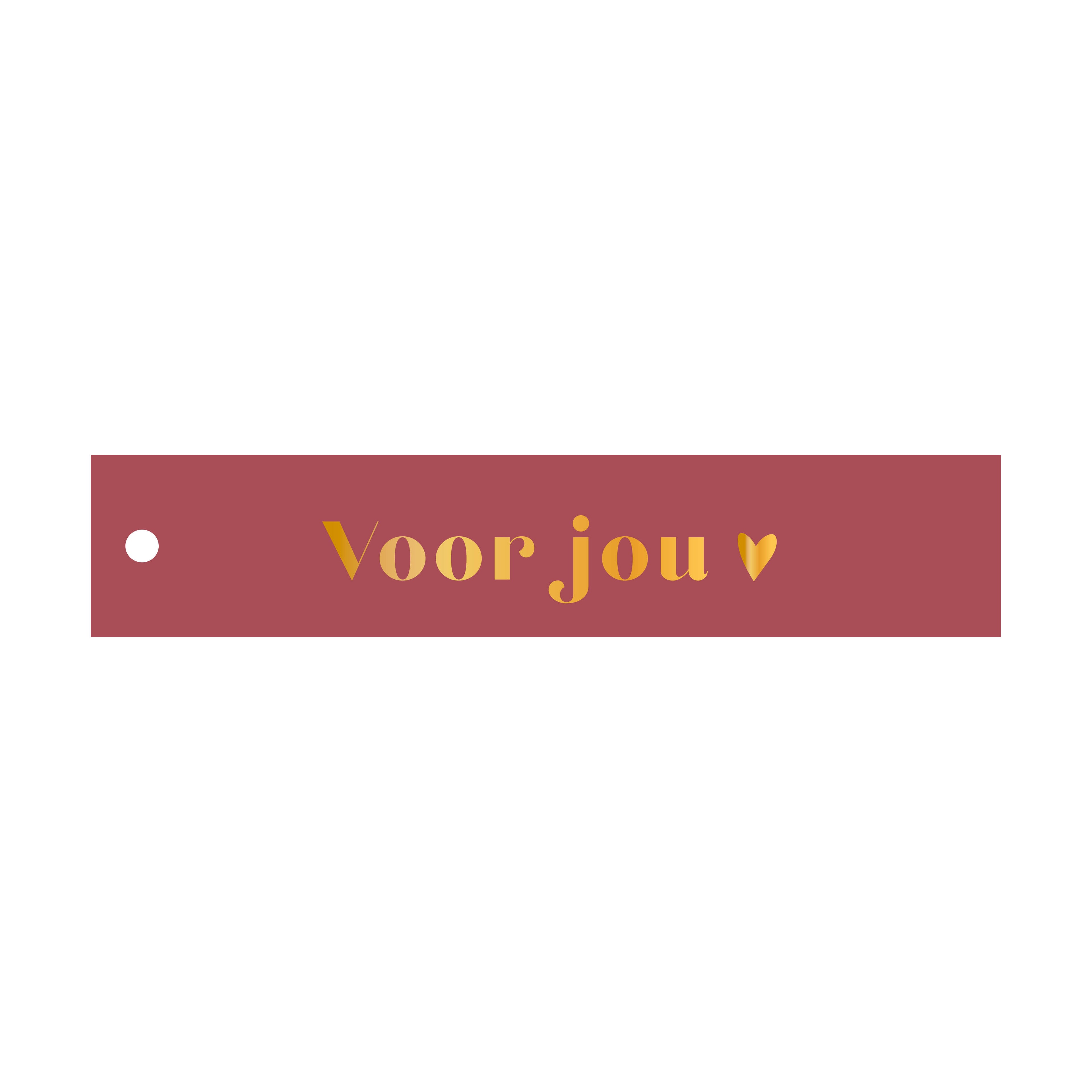 Cadeaulabel  Voor jou hart - rechthoek (met goudfolie)
