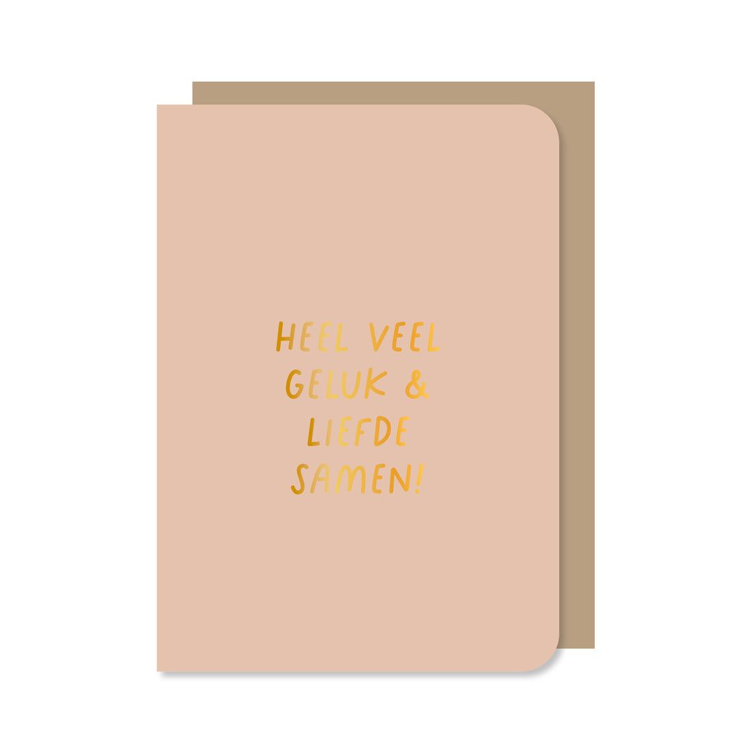 Roze dubbele wenskaart met envelop met de tekst &