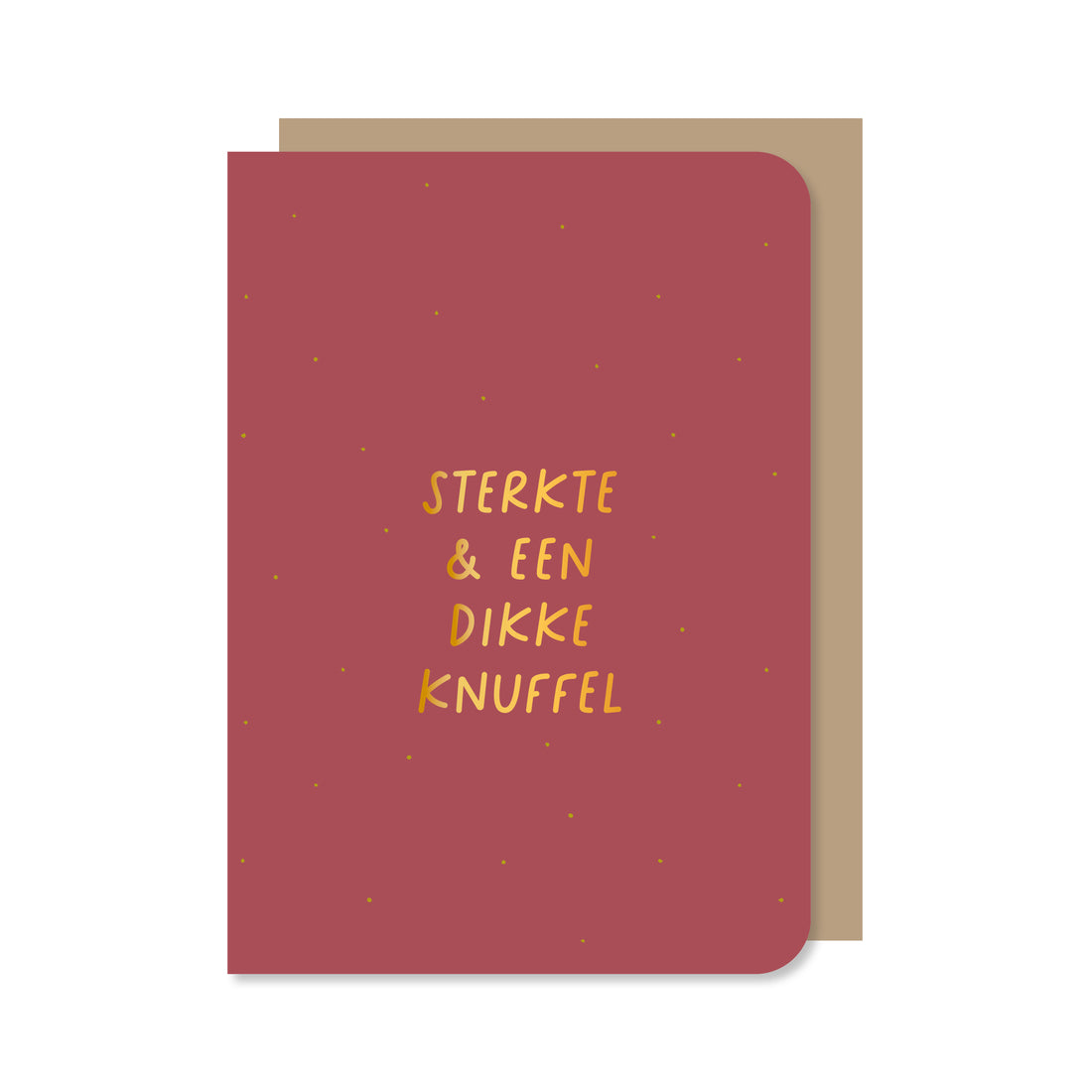Dubbele kaart met envelop | Sterkte & een dikke knuffel - met goudfolie