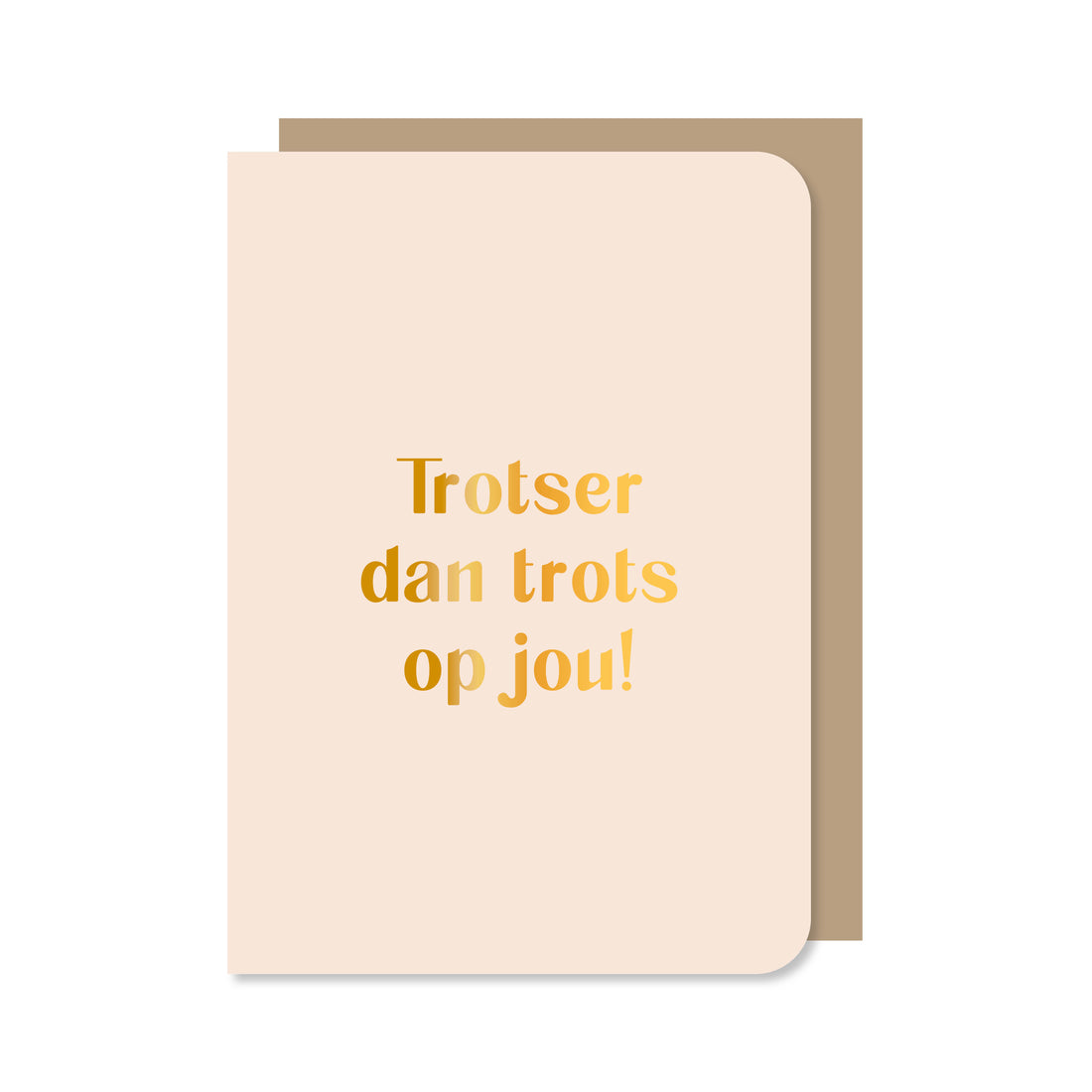 Licht roze dubbele wenskaart met envelop met de tekst &