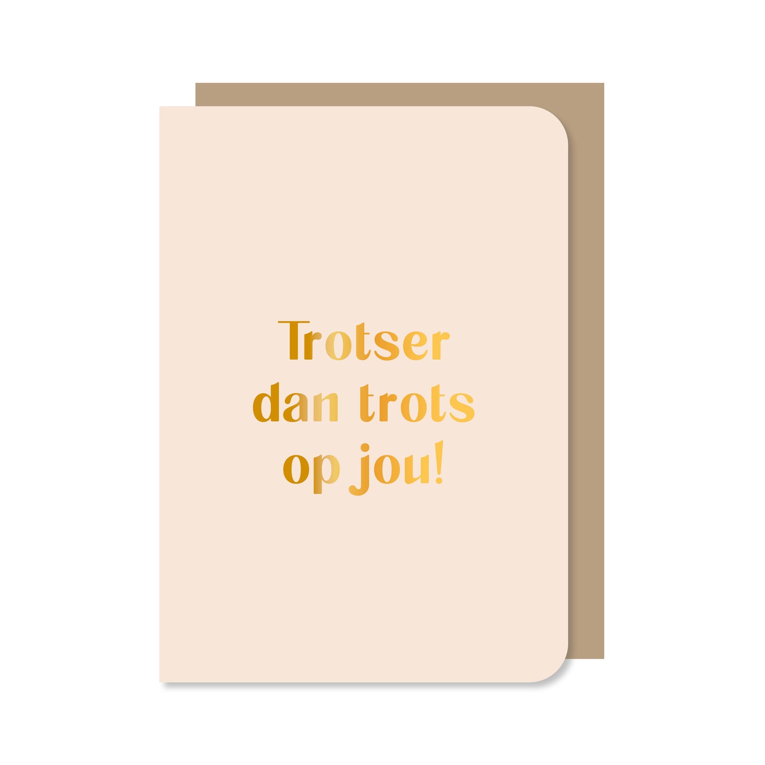 Licht roze dubbele wenskaart met envelop met de tekst &