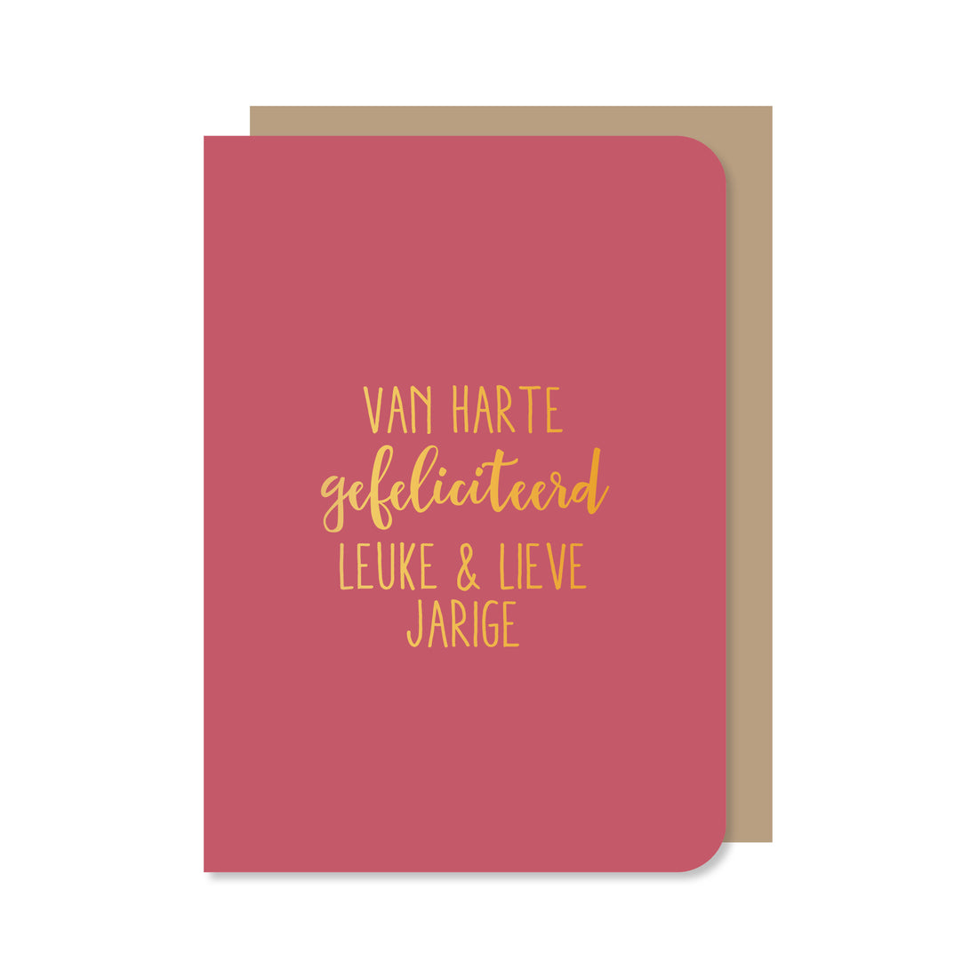 Kaart Van harte gefeliciteerd in de kleur roze