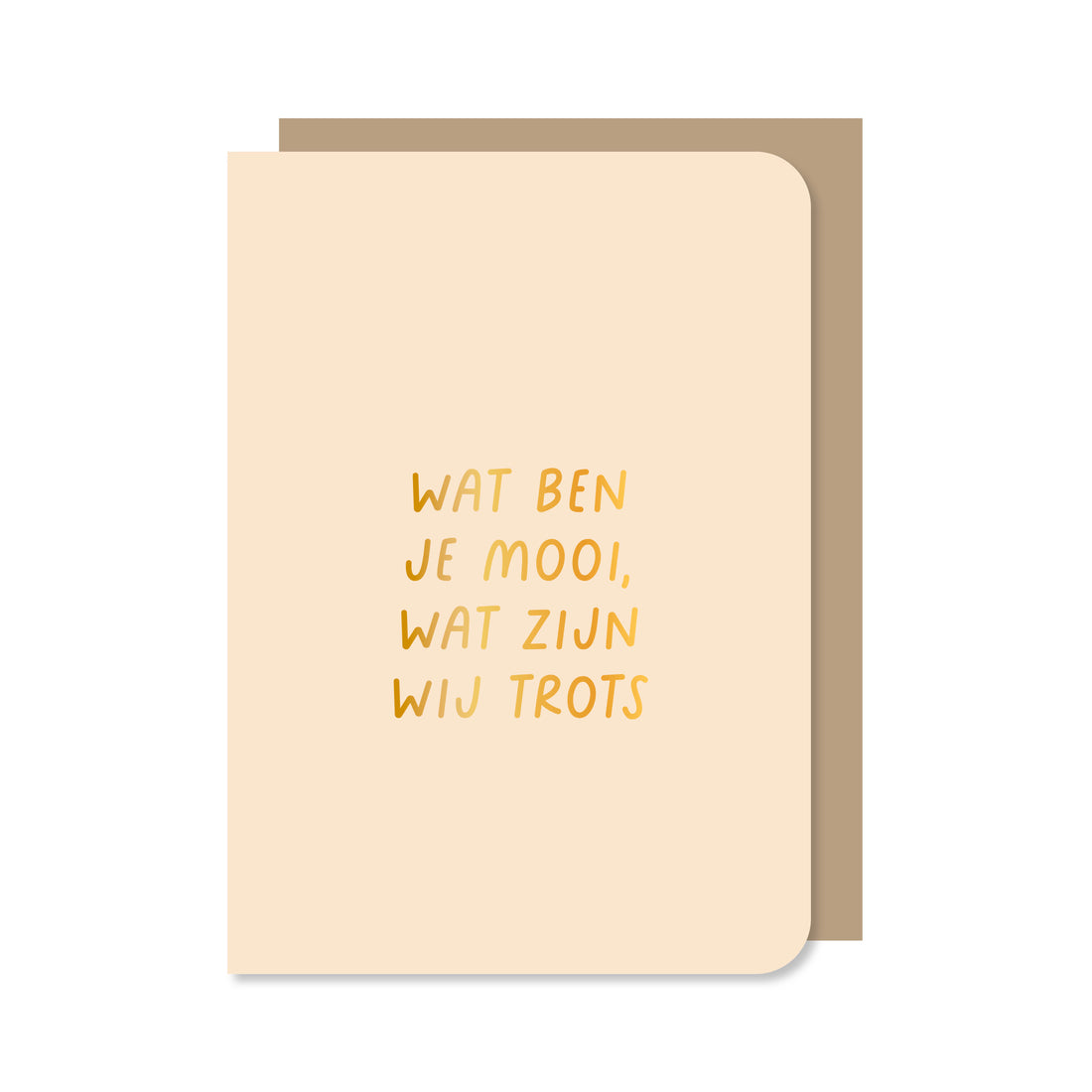 Beige dubbele wenskaart met envelop met de tekst &