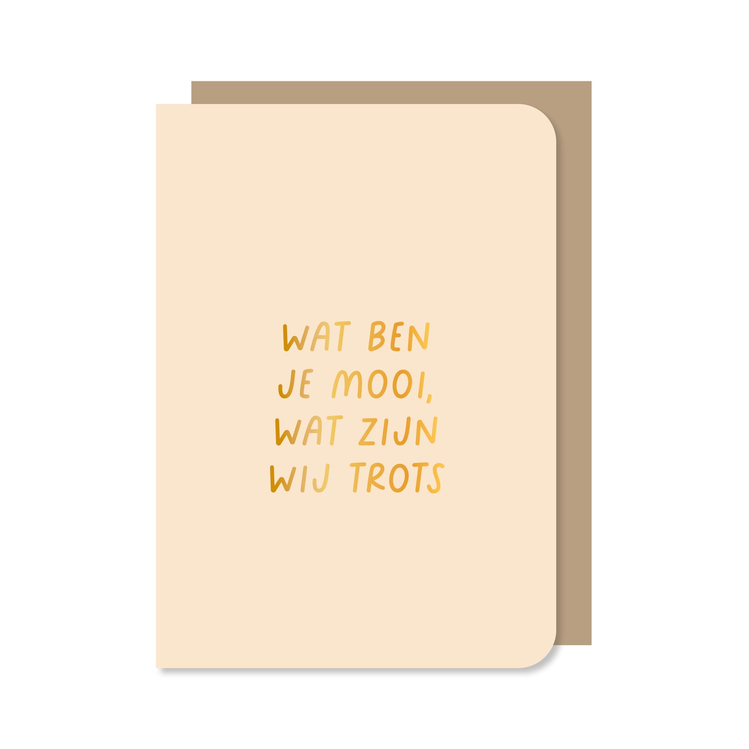 Beige dubbele wenskaart met envelop met de tekst &