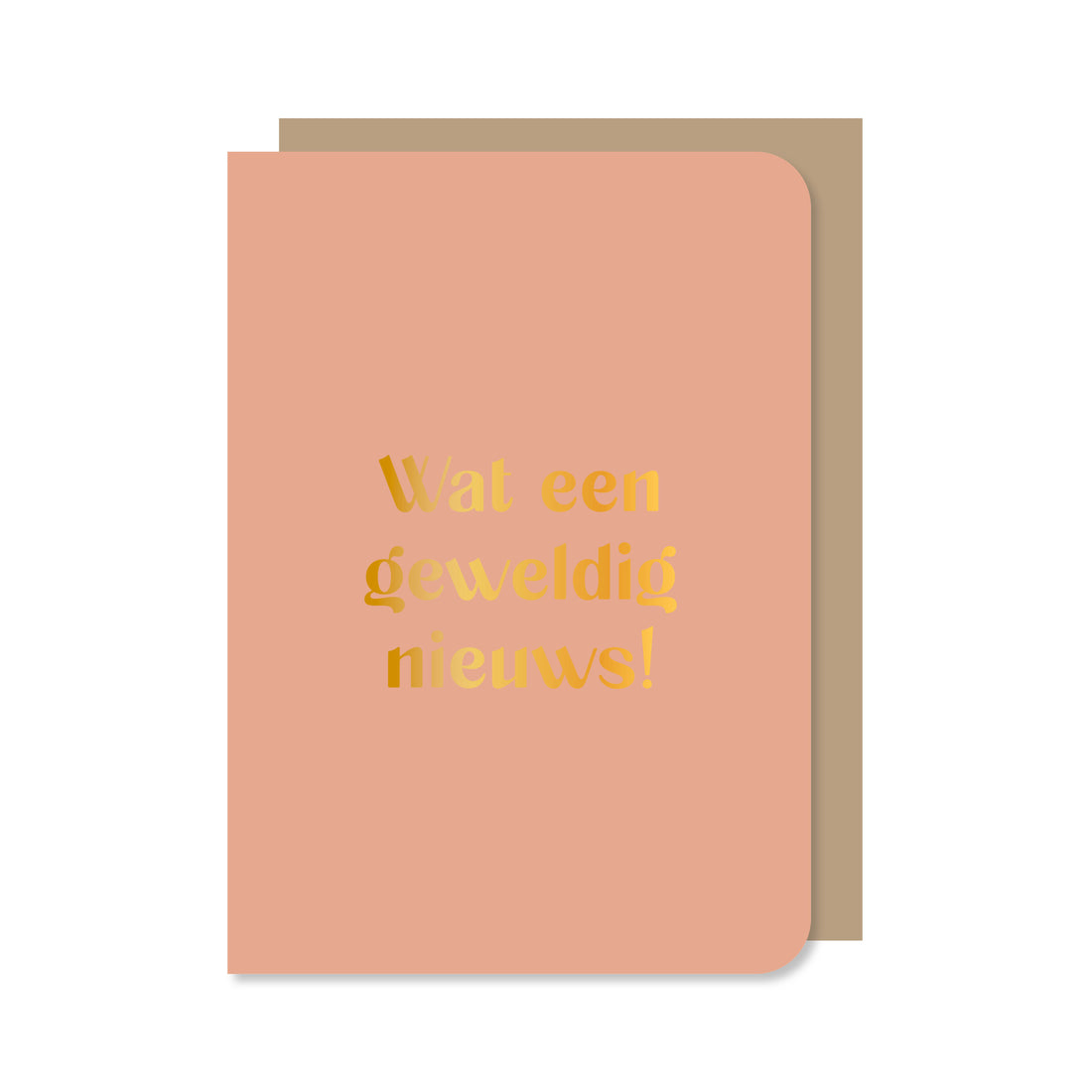 Roze dubbele wenskaart met envelop met de tekst &