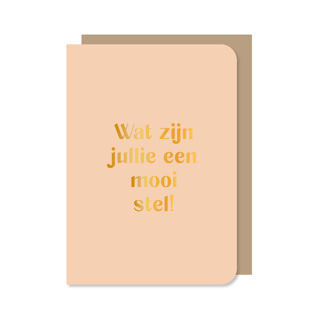 Beige dubbele wenskaart met envelop met de tekst &