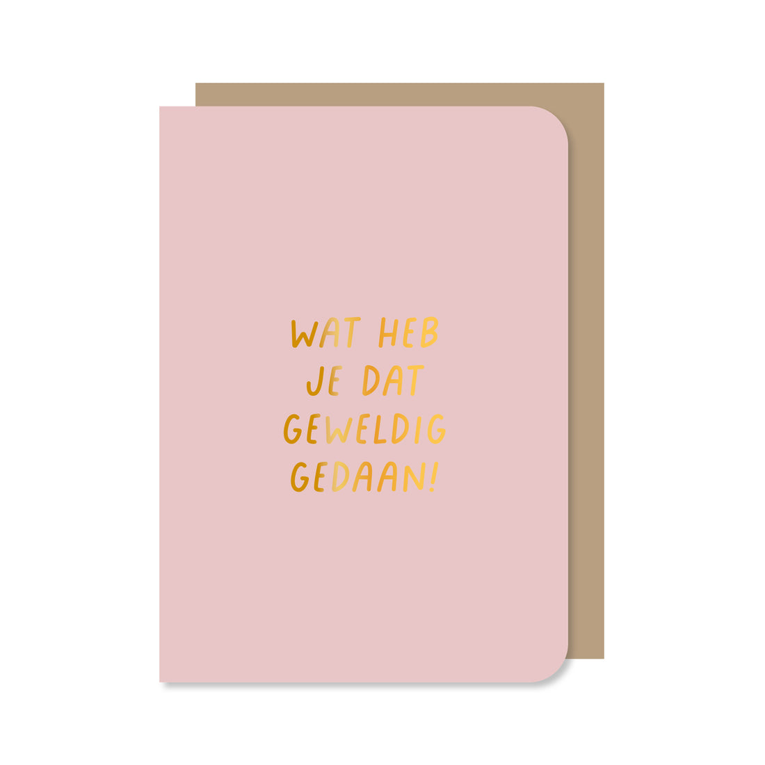 Roze dubbele wenskaart met envelop met de tekst &