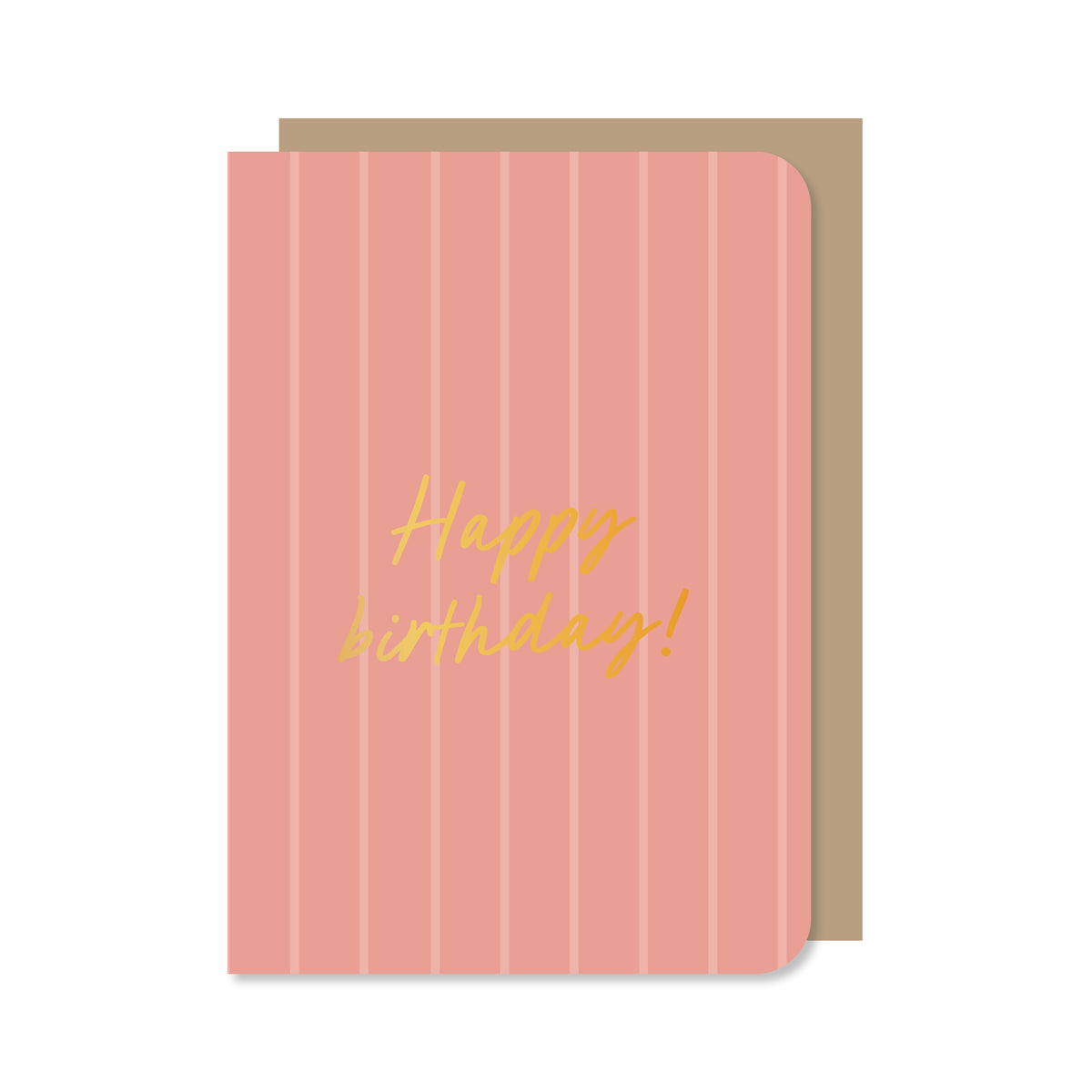 Dubbele kaart met envelop | Happy birthday - streep - met goudfolie