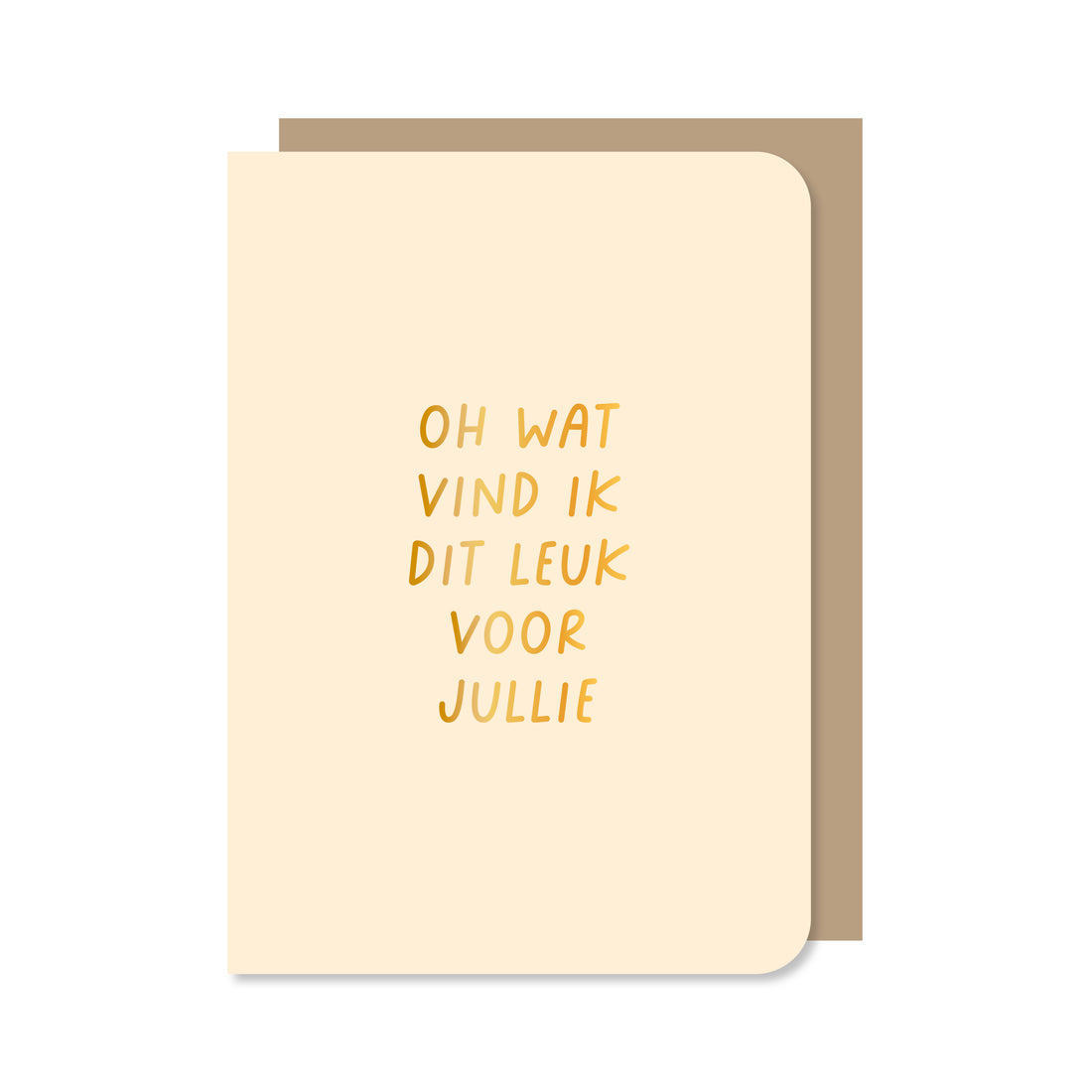 beige dubbele wenskaart met envelop met de tekst &