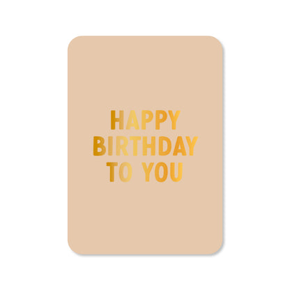 Kaart Happy birthday beige(met goudfolie)