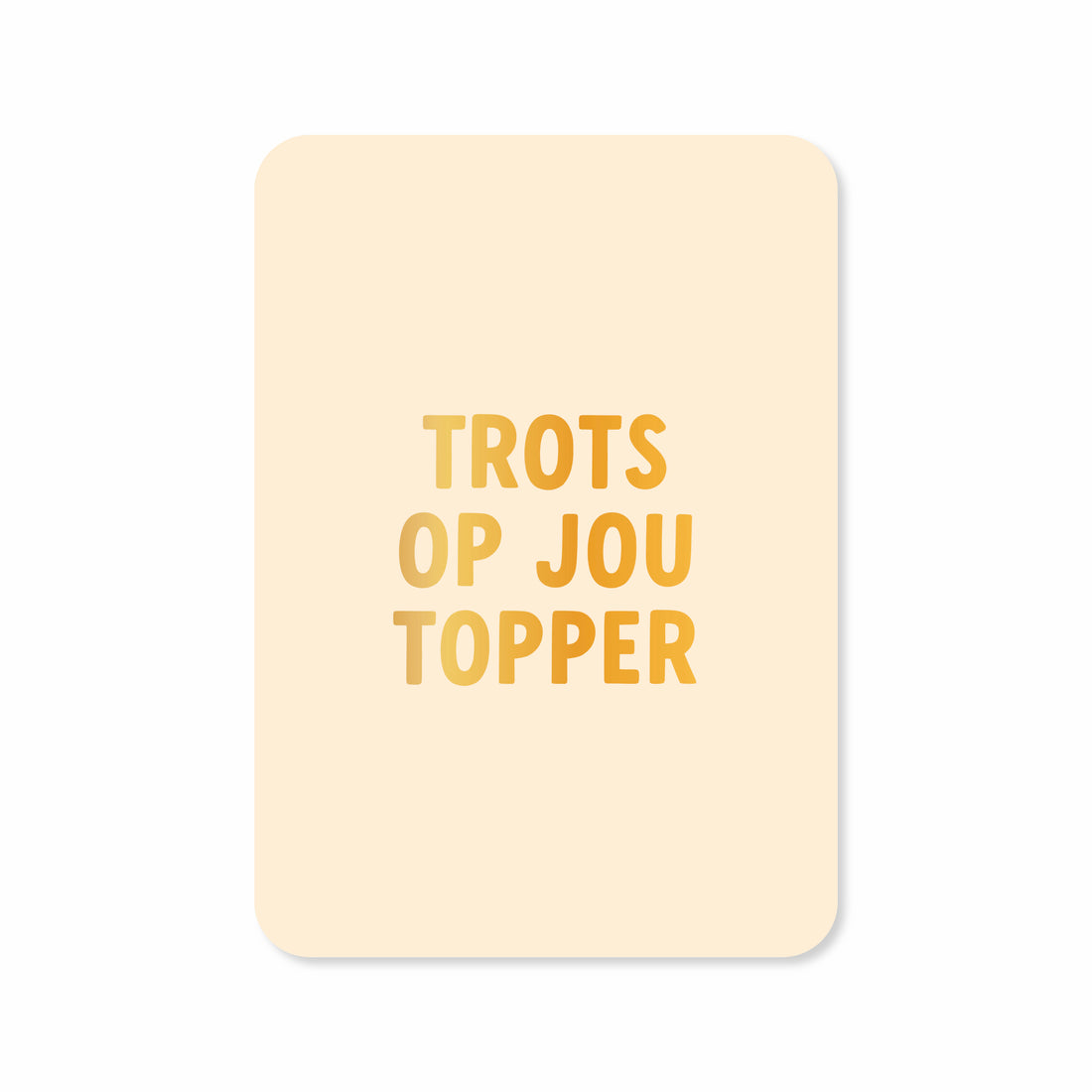 Wenskaart in de kleur geel met de tekst &