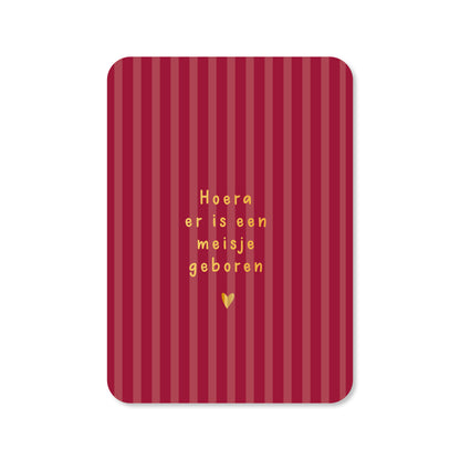 kaart hoera er is een meisje geboren in de kleur roze