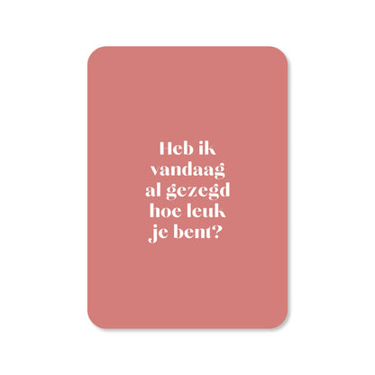 Wenskaart in de kleur roze met de tekst &