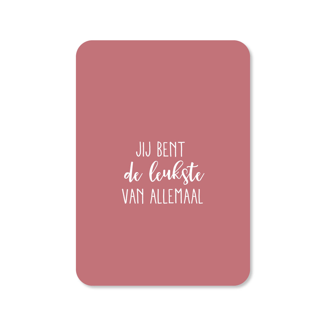 Wenskaart in de kleur roze met de tekst &