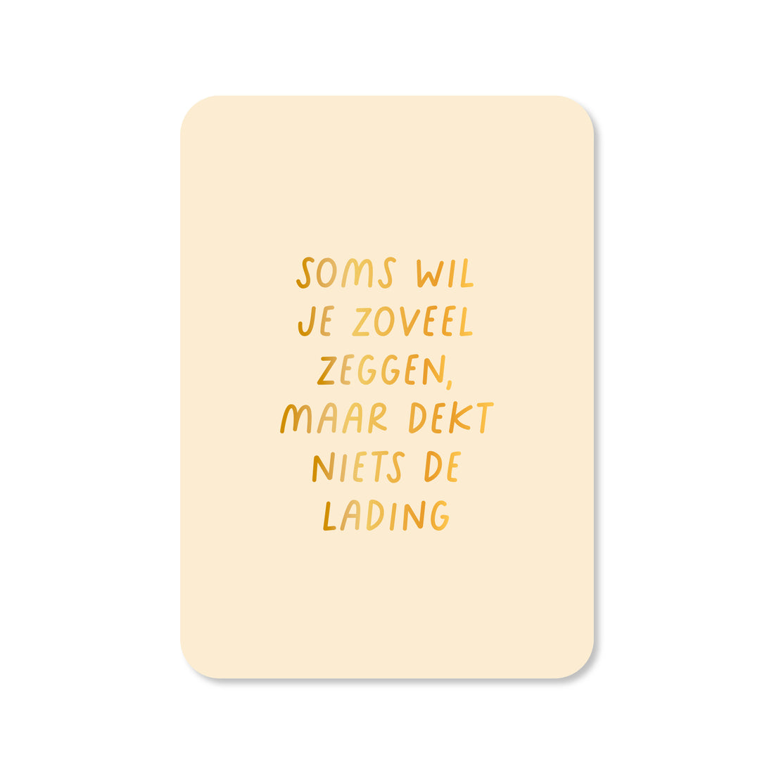 Wenskaart in de kleur geel met de tekst &