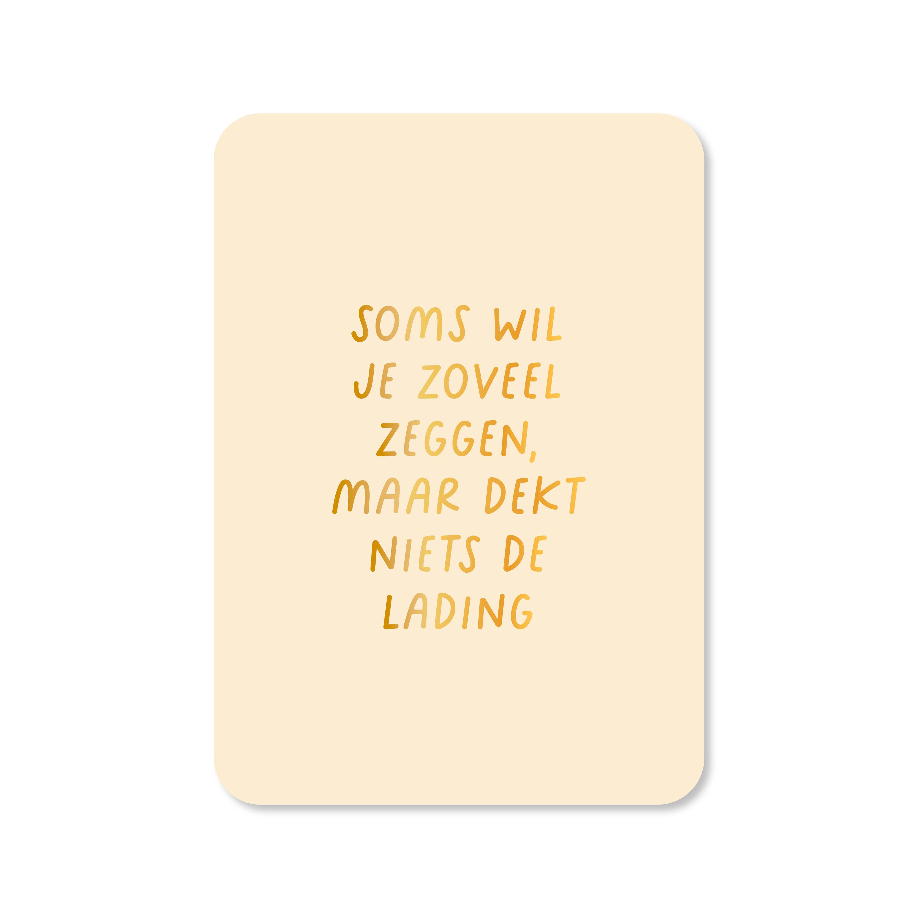 Wenskaart in de kleur geel met de tekst &