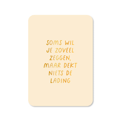 Wenskaart in de kleur geel met de tekst &