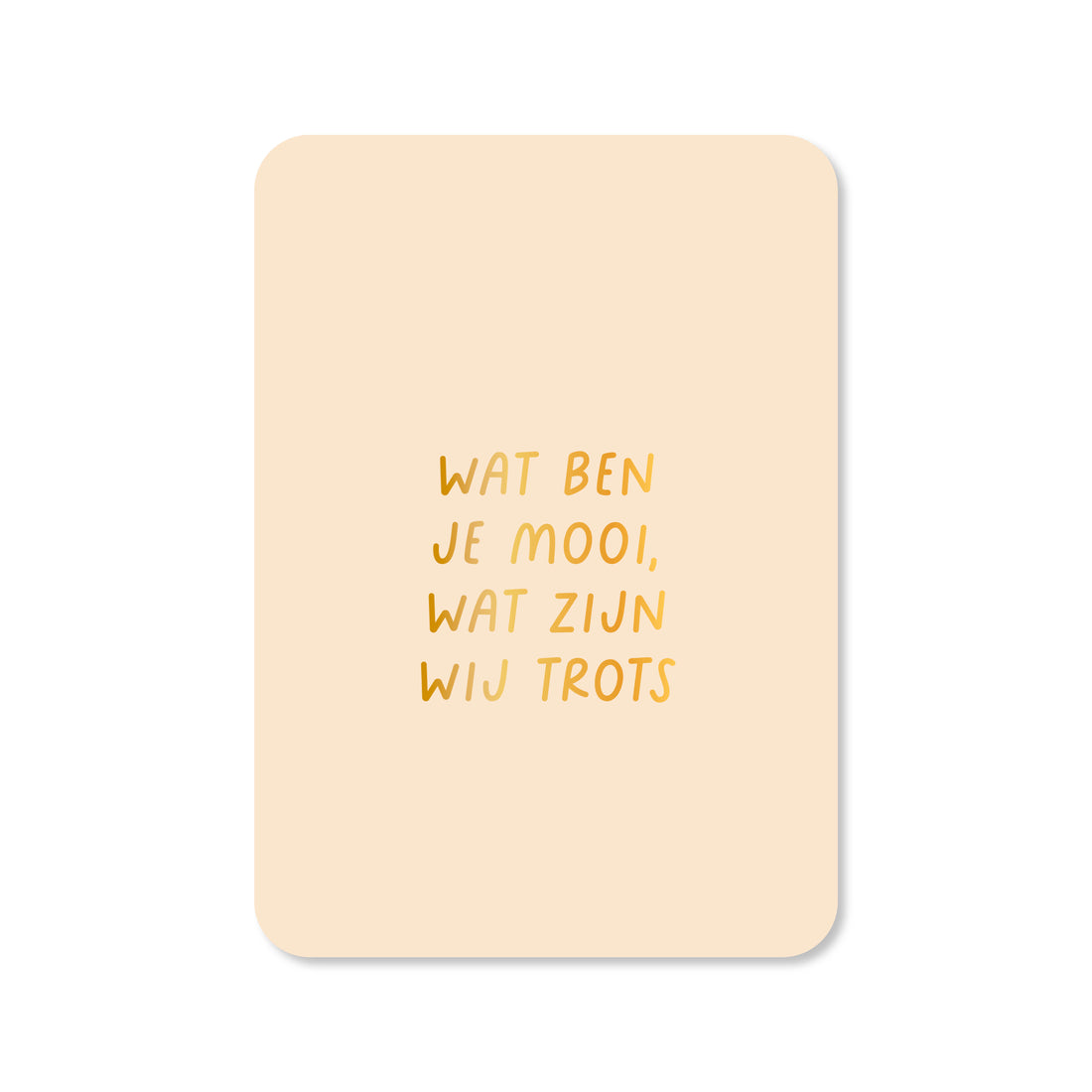 Wenskaart in de kleur licht geel met de tekst &