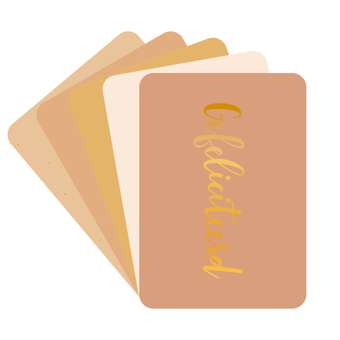 Een set van 5 verschillende wenskaarten met goudfolie.