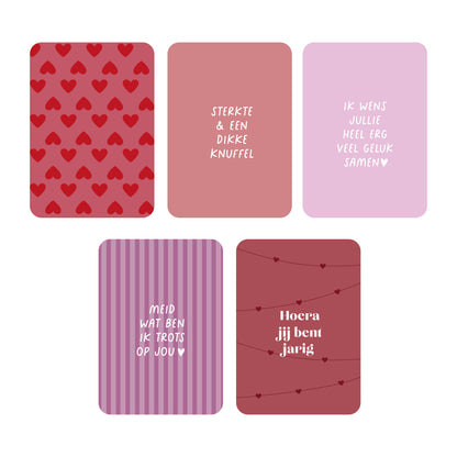 Kaartenset Hartjes op de kop + enveloppen