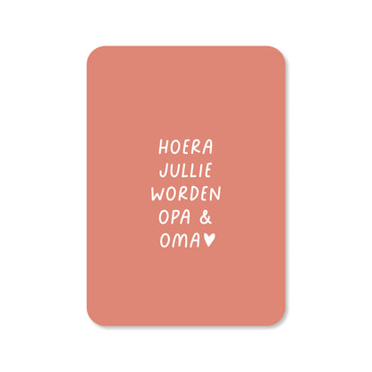 Kaart hoera jullie worden opa en oma in de kleur roze