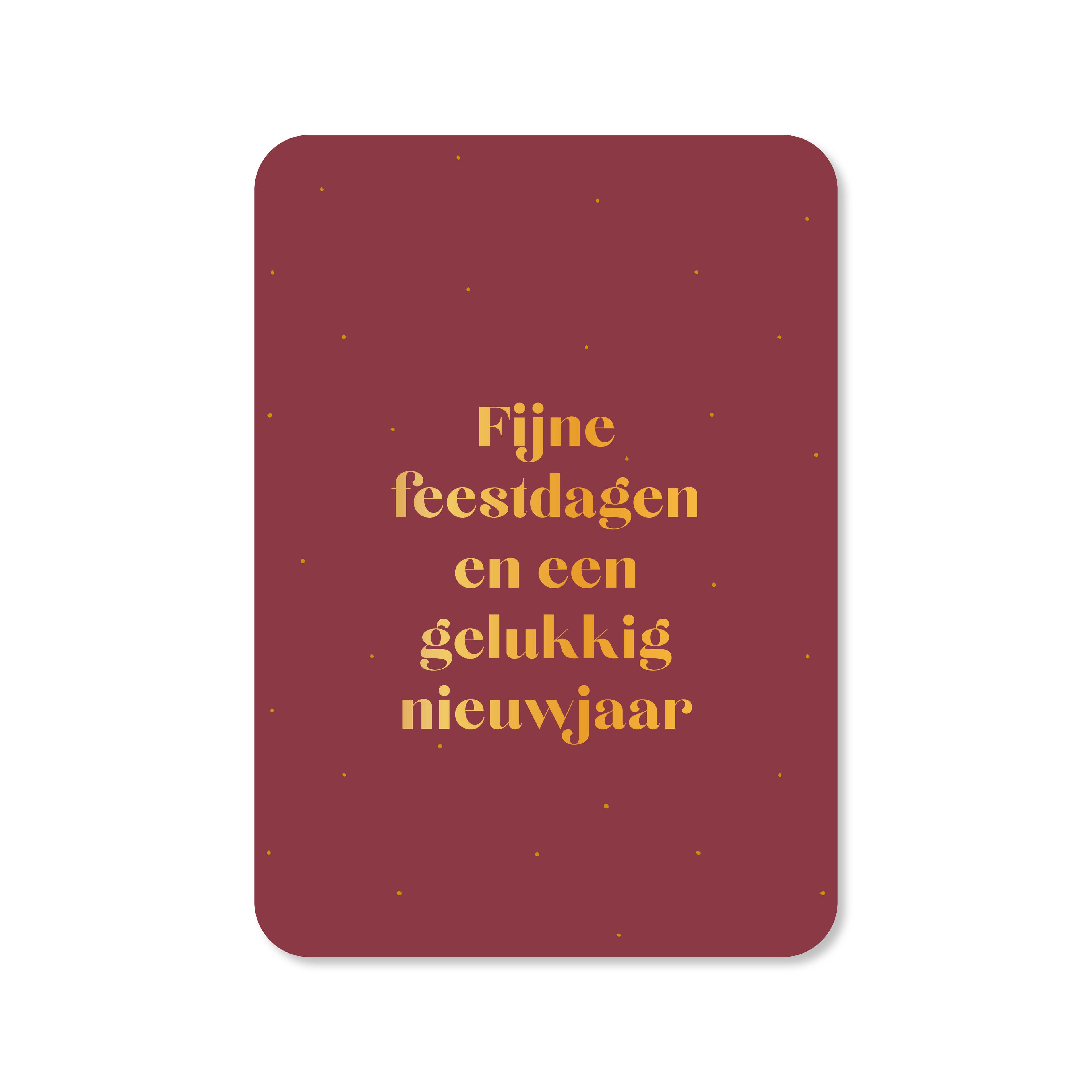 Kerstkaart Fijne feestdagen en een gelukkig nieuwjaar (met goudfolie)
