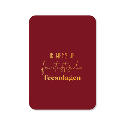 Kerstkaart Ik wens je fantastische feestdagen (met goudfolie)
