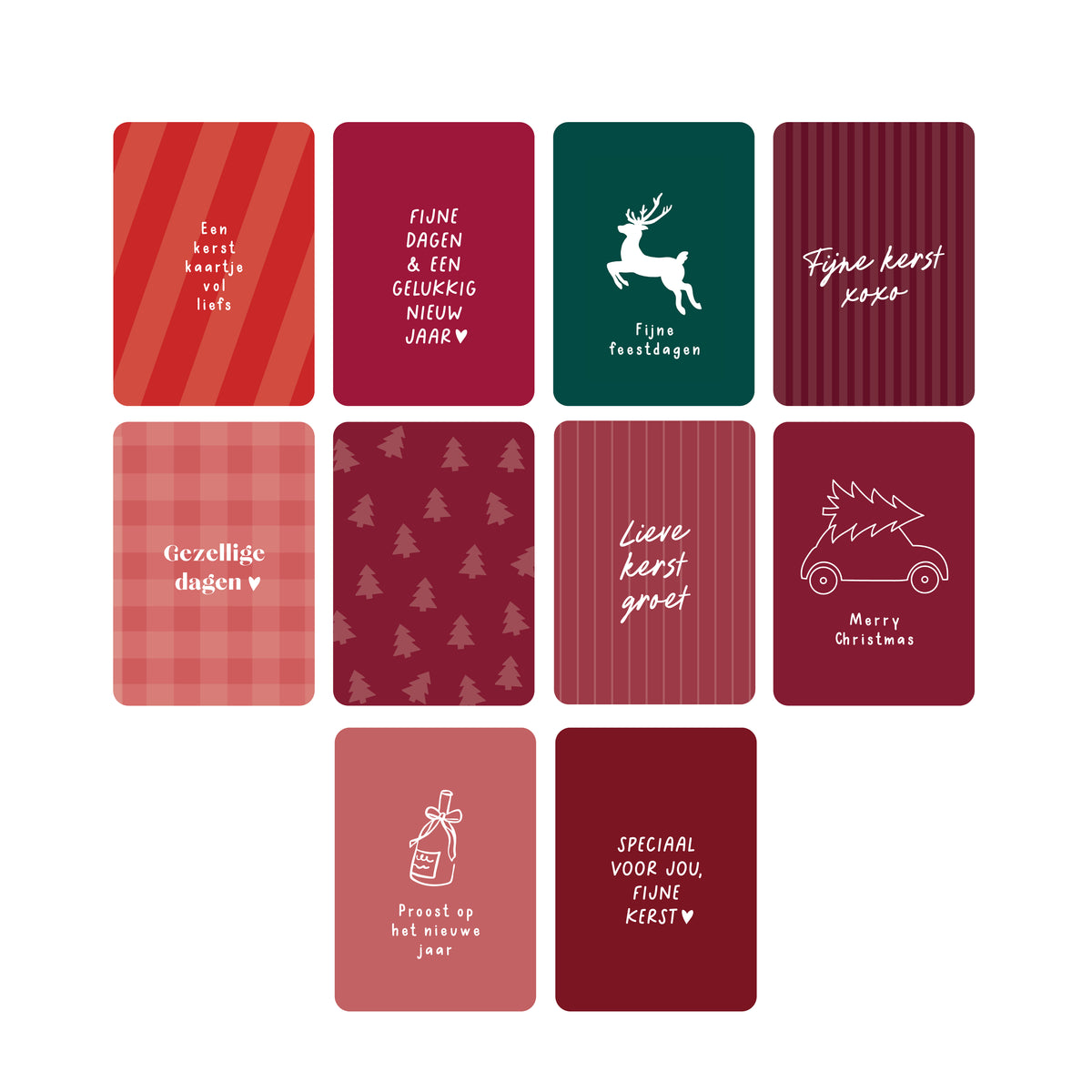 Set 10 kerstkaarten + enveloppen