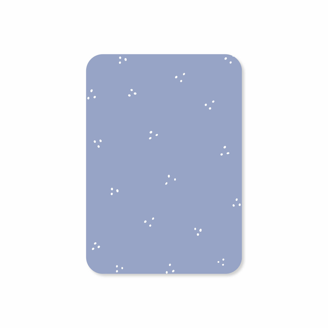 Minikaart in de kleur blauw met witte stipjes.