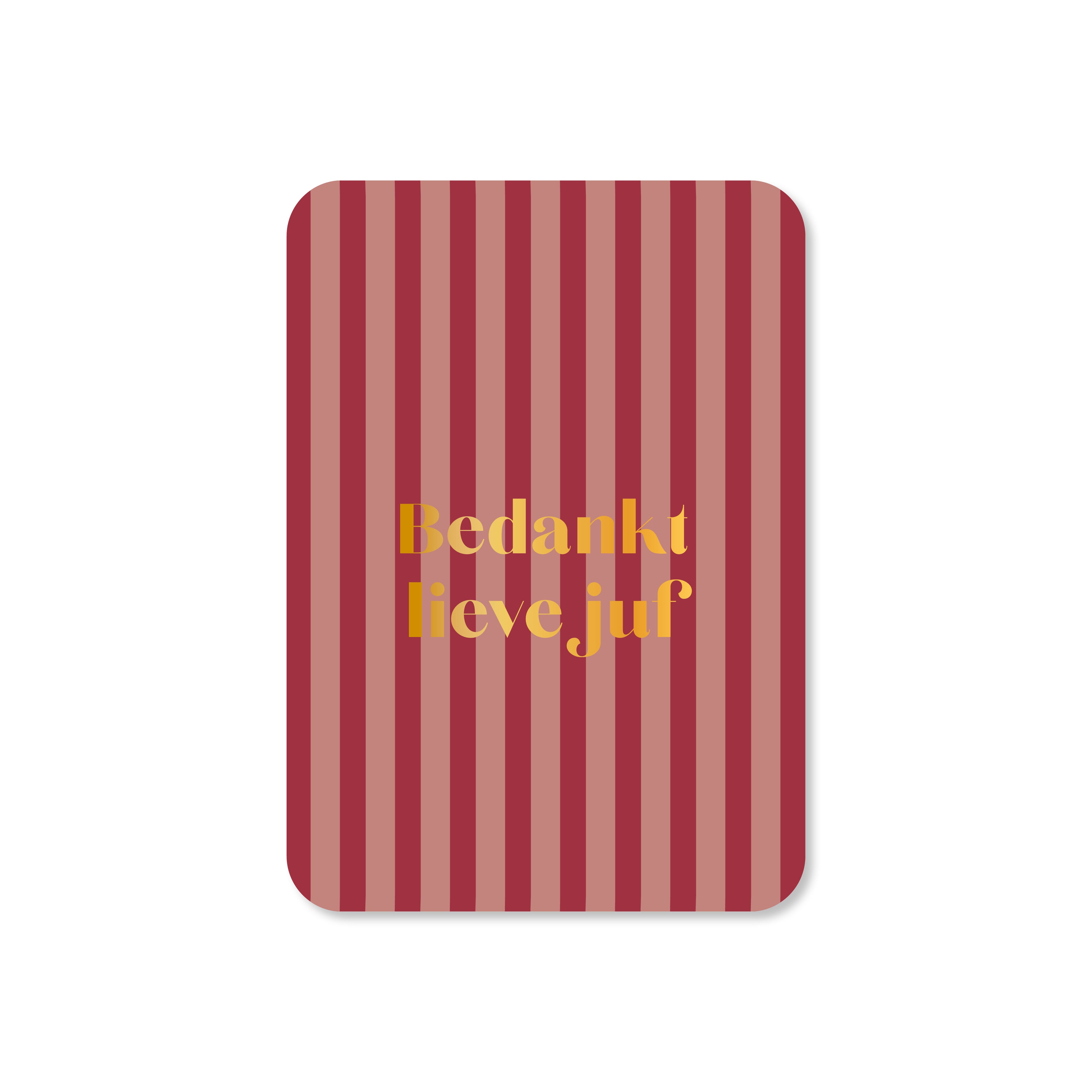 Minikaart Bedankt lieve juf (met goudfolie)