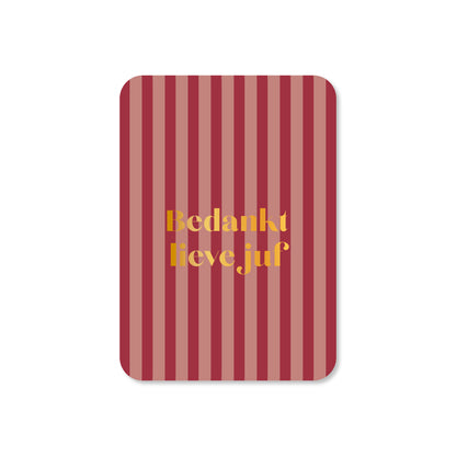 Minikaart Bedankt lieve juf (met goudfolie)