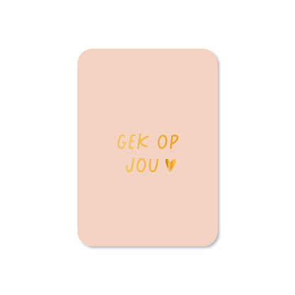 minikaart gek op jou in de kleur beige