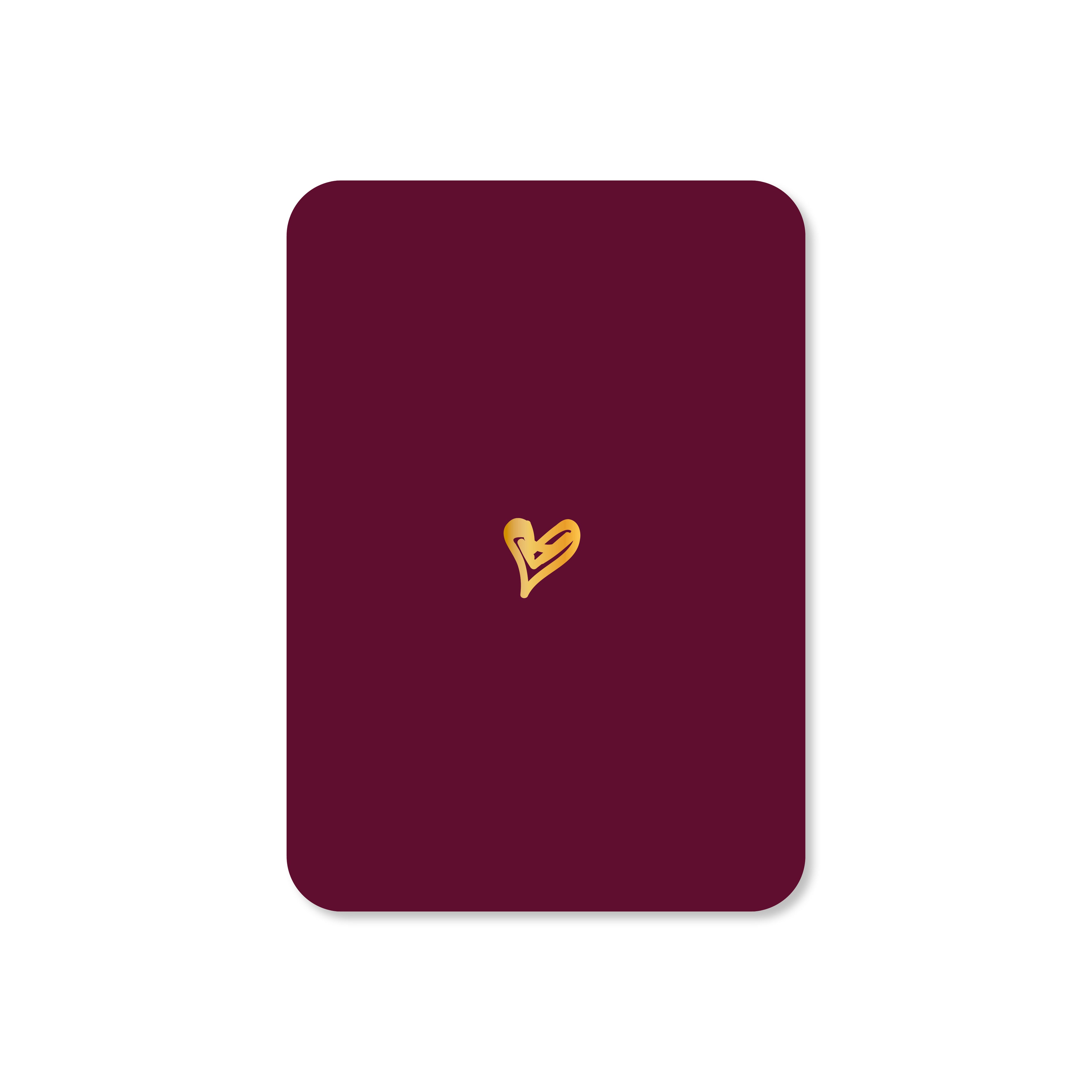 Minikaart Hartje - paars (met goudfolie)