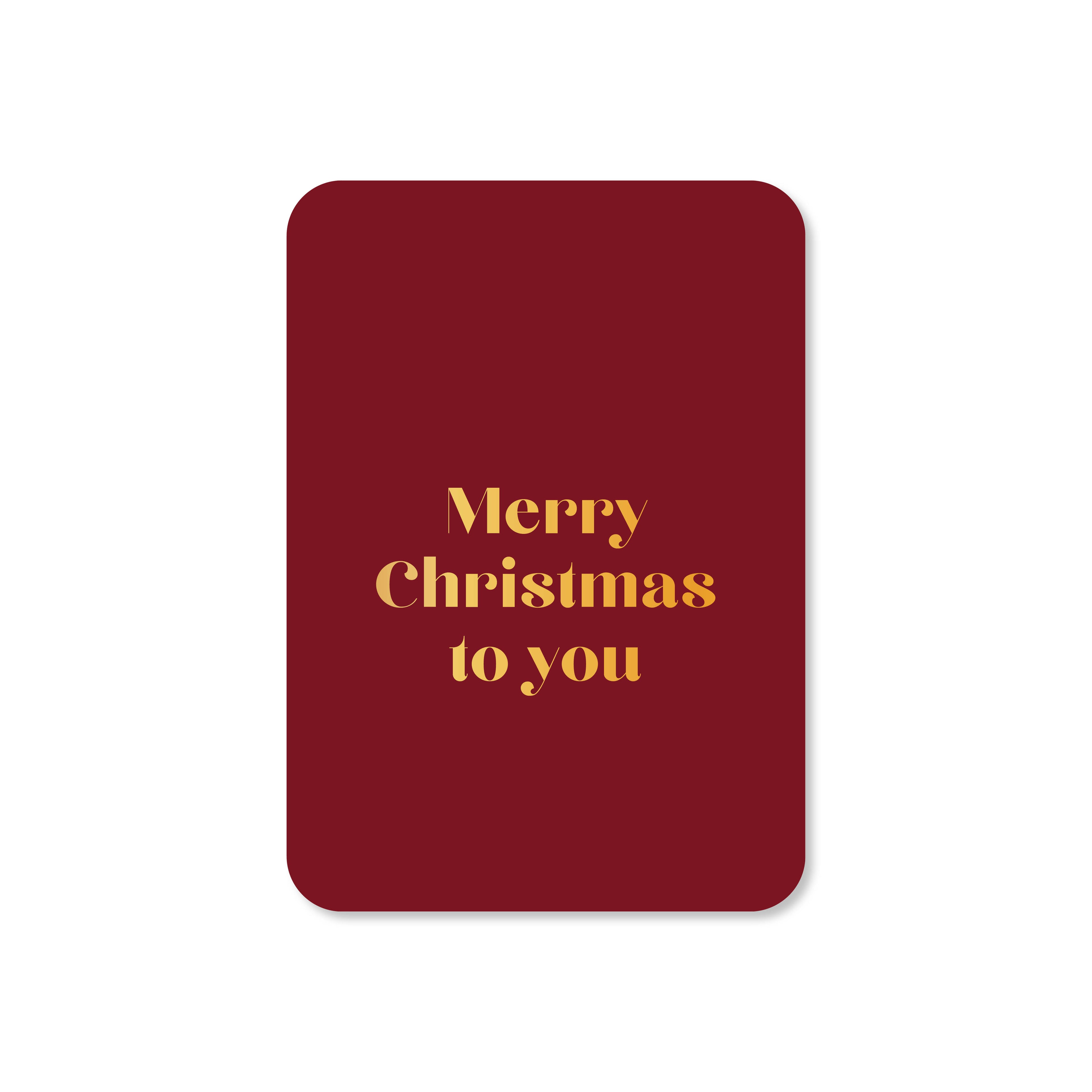 Minikaart Merry Christmas to you - Kerst (met goudfolie)