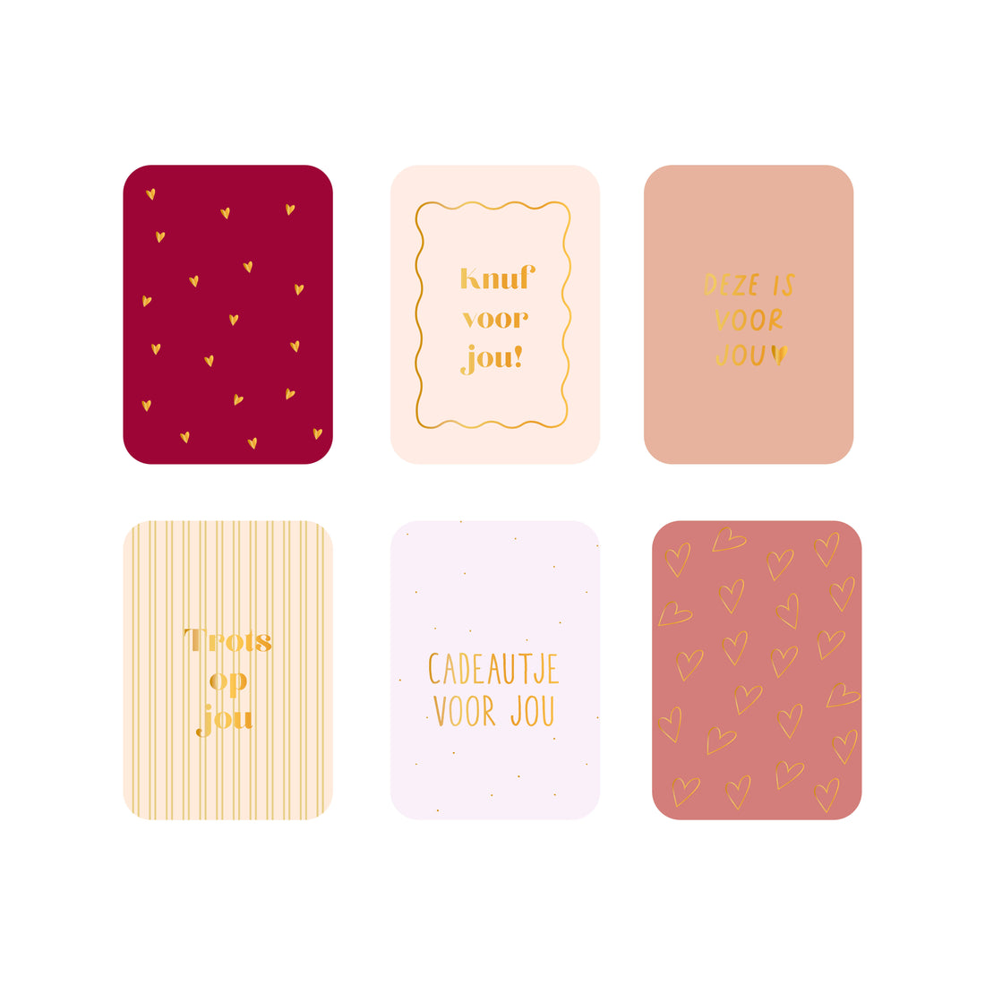 Set minikaarten Hartjes (6 verschillende minikaarten)